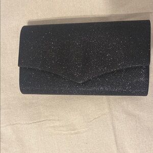 Black Glittery Envelope Clutch